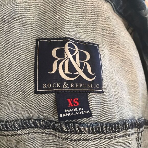 Rock & Republic Gunshow Stars Denim Vest Blue Sz XS - Picture 11 of 16